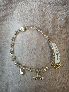 Gold Beaded Charm Bracelet with charms